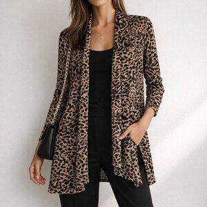 Soma Minimalist Leopard Print Open Cardigan | Y2K Indie Sleaze Layering Piece